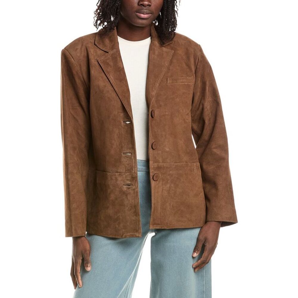 Lamarque Womens Suede Blazer, Brown